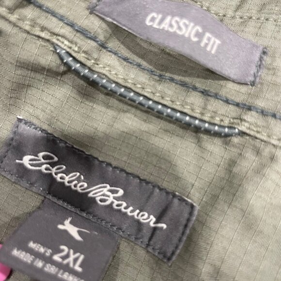 EDDIE BAUER LONG SLEEVE ARMY GREEN MILITARY  BRAVERY BUTTON UP SHIRT SZ XXLARGE - Picture 5 of 16